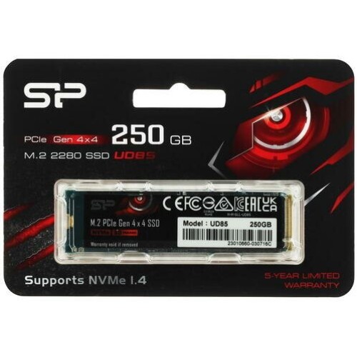 Твердотельный диск 250GB Silicon Power UD85, M.2 2280, PCI-E 4x4 [R/W - 3300/1300 MB/s]